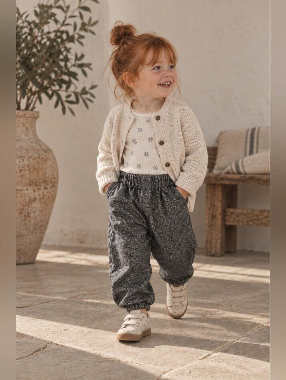 Zara Baby Girl 18-24M Gray Harem Pants Drop Crotch Trousers 92cm